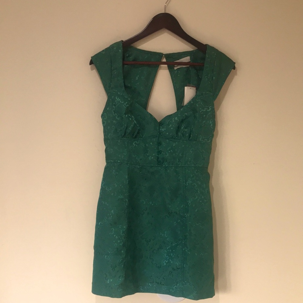 Urban Outfitters Green Patterned Mini Dress in Medium